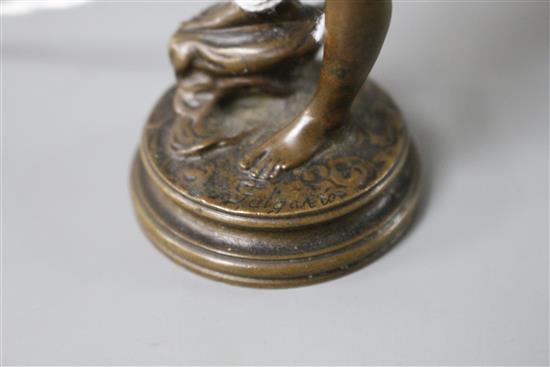 A 19th century Italian bronze figure of Diana, indistinctly signed Feloa..., height 13cm